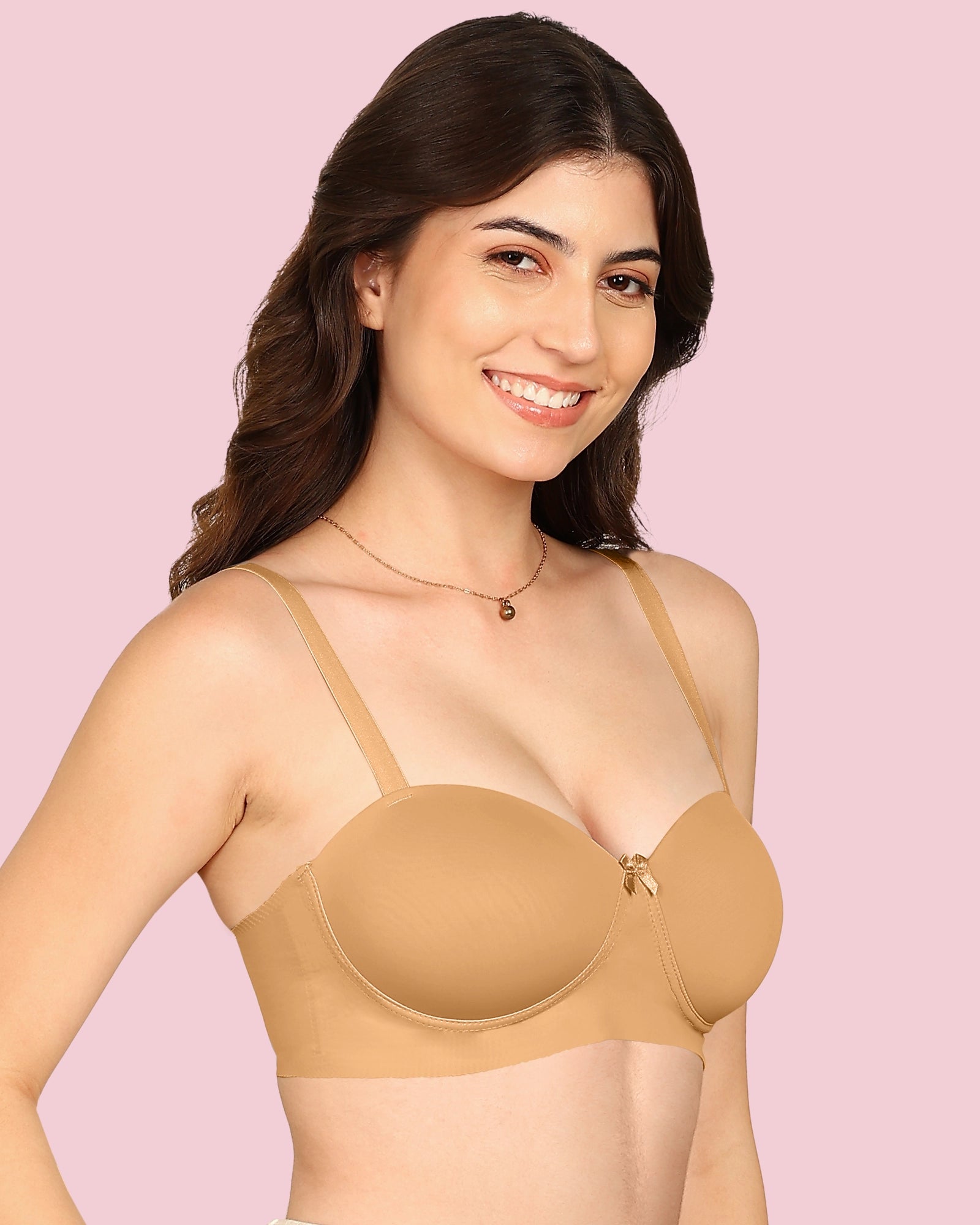 Invisi-Fit Bonded Demi-Cup Padded Cotton Spandex Bra (KB-91012-FAWN)