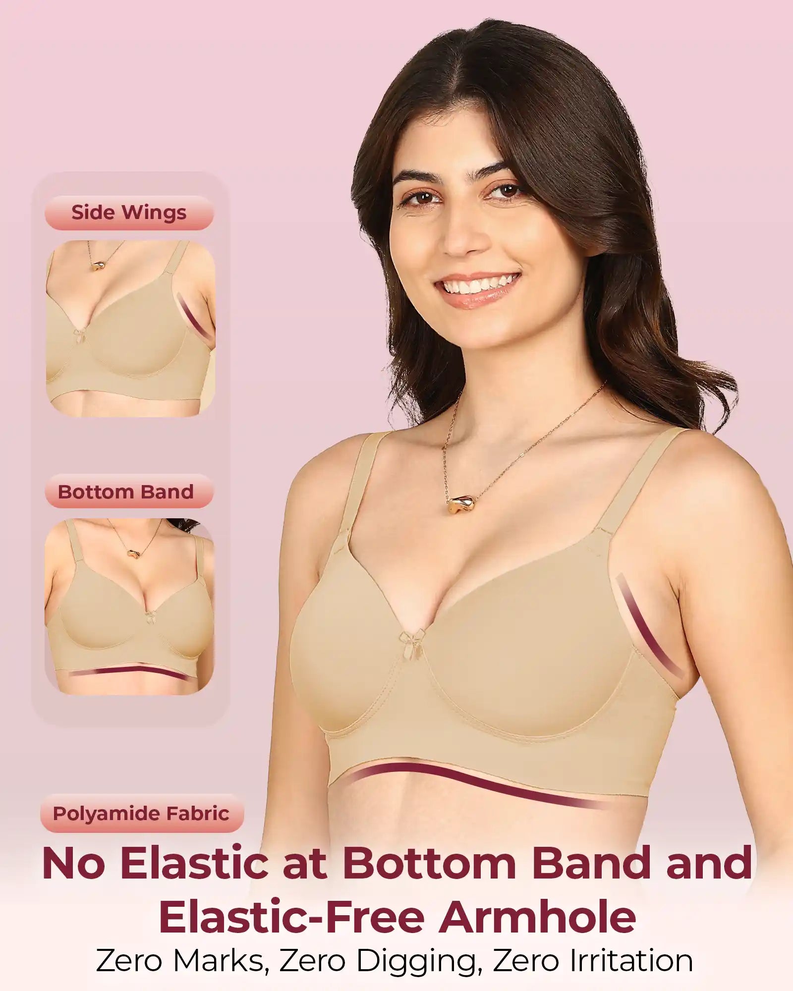 Invisi-Fit Bonded Polyamide Full Coverage Padded Bra (Level 1 Padding (KB-5991-FAWN)