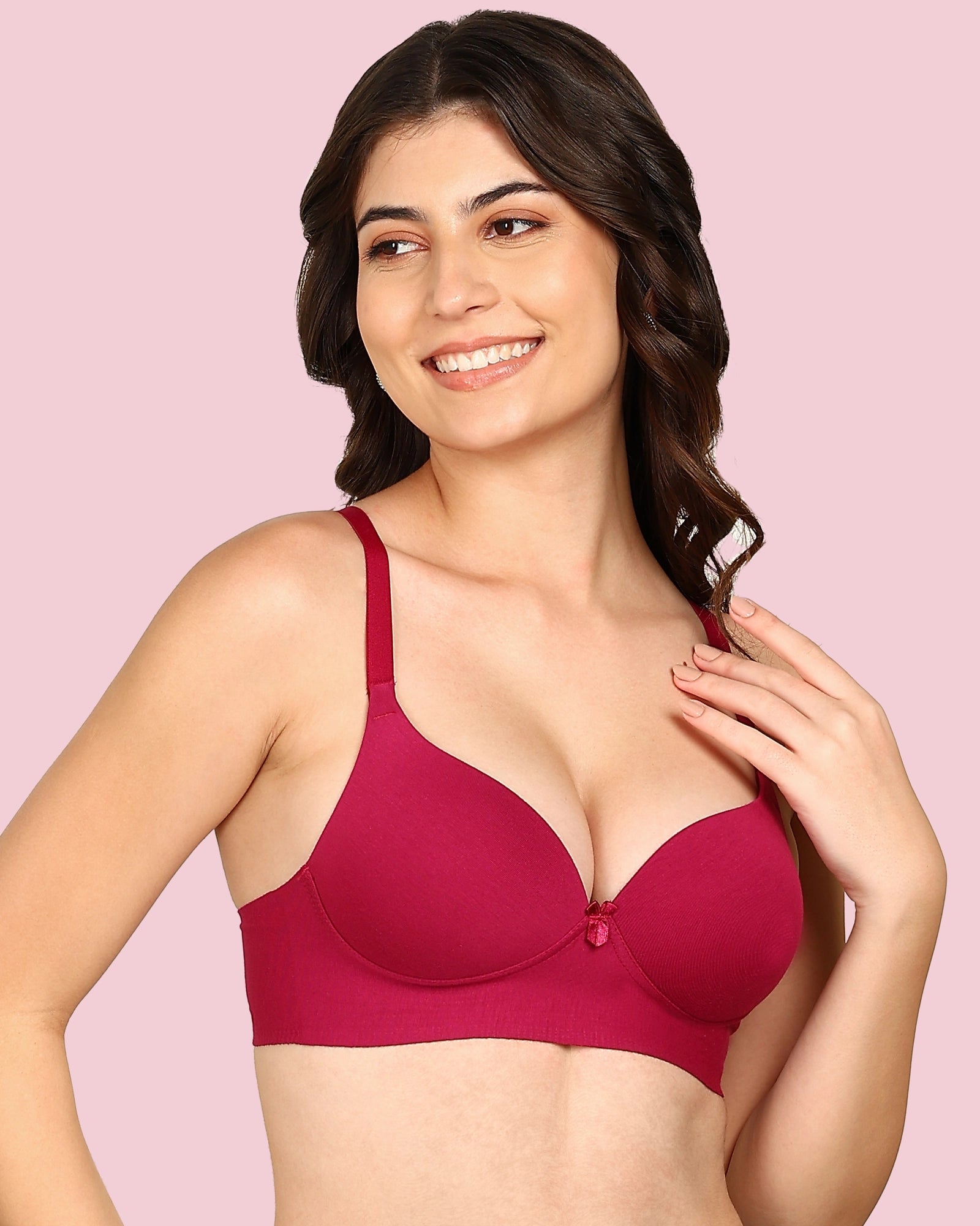 Invisi-Fit Cotton Bonded Seamless Maximiser Bra (KB-97015-WINE)