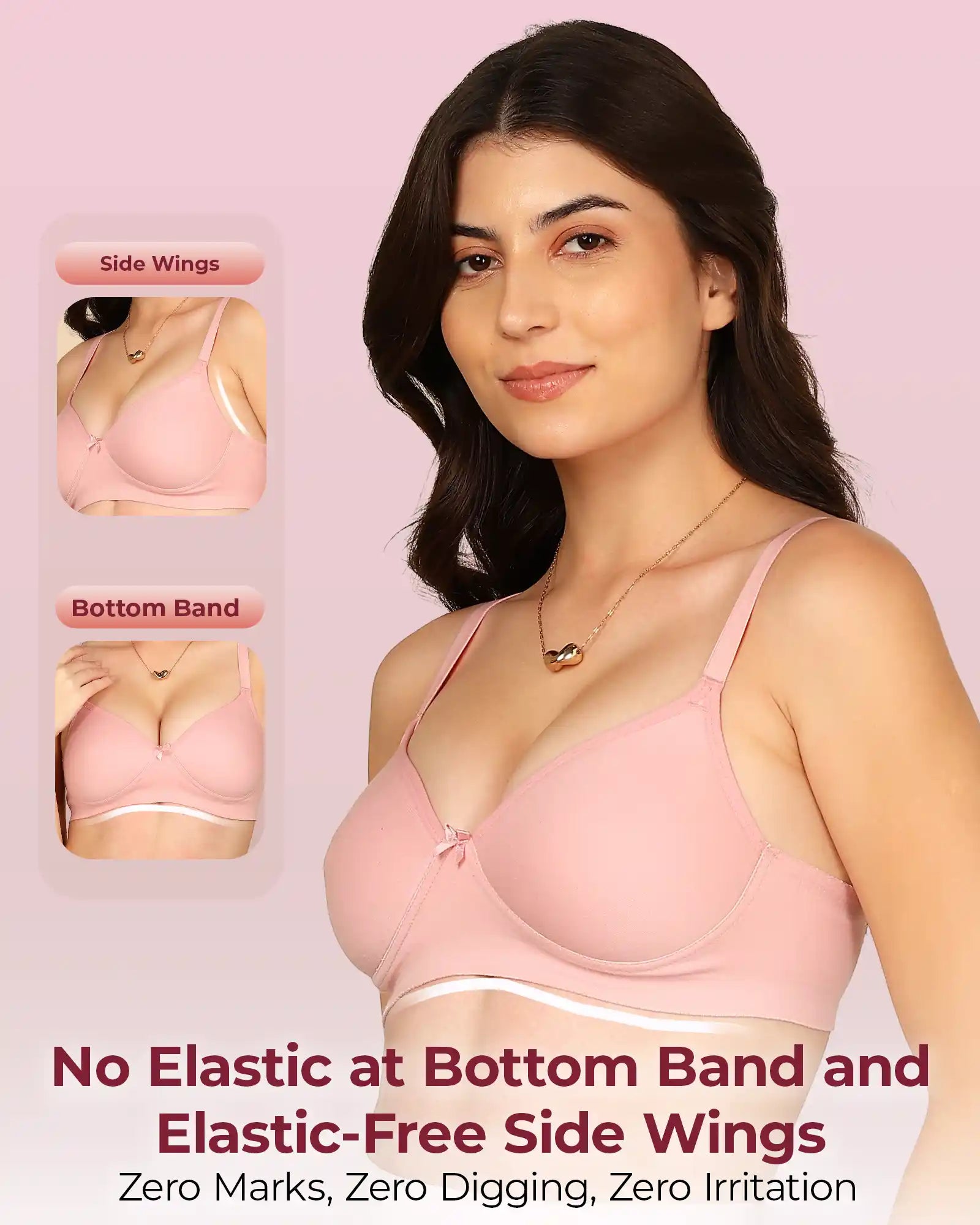 Invisi-Fit Bonded Breathable Cotton Full Coverage Padded Bra (KB-1013-PLUM)