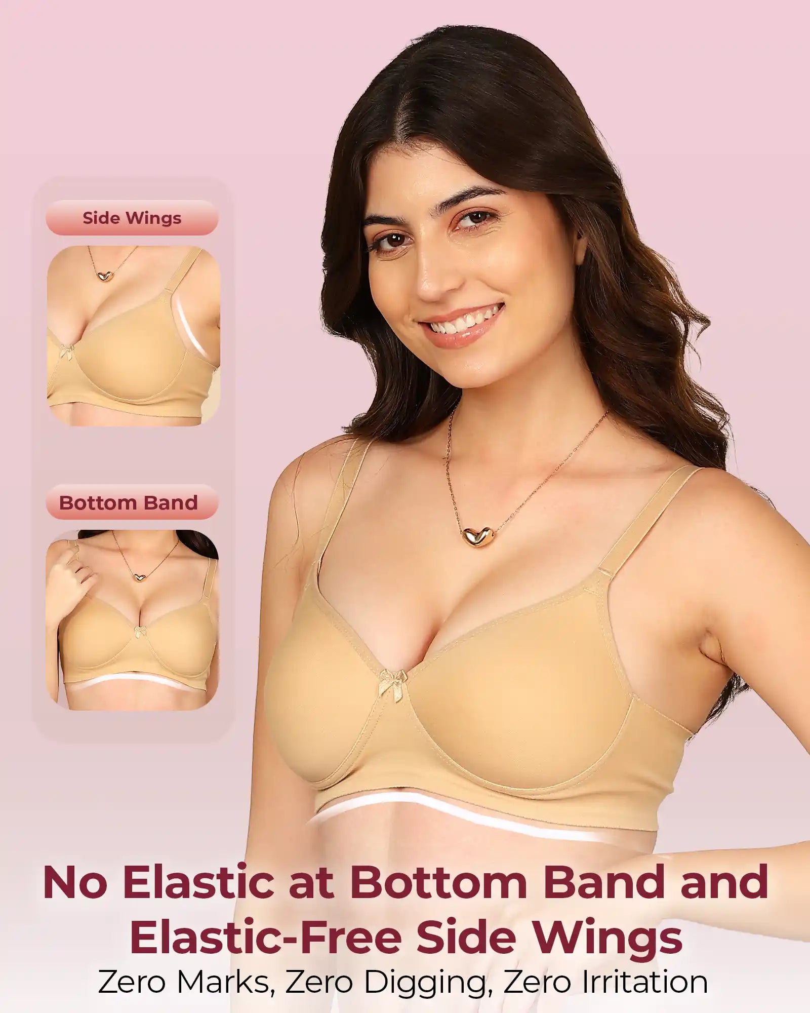 Invisi-Fit Bonded Breathable Cotton Full Coverage Padded Bra (KB-1013-SKIN)