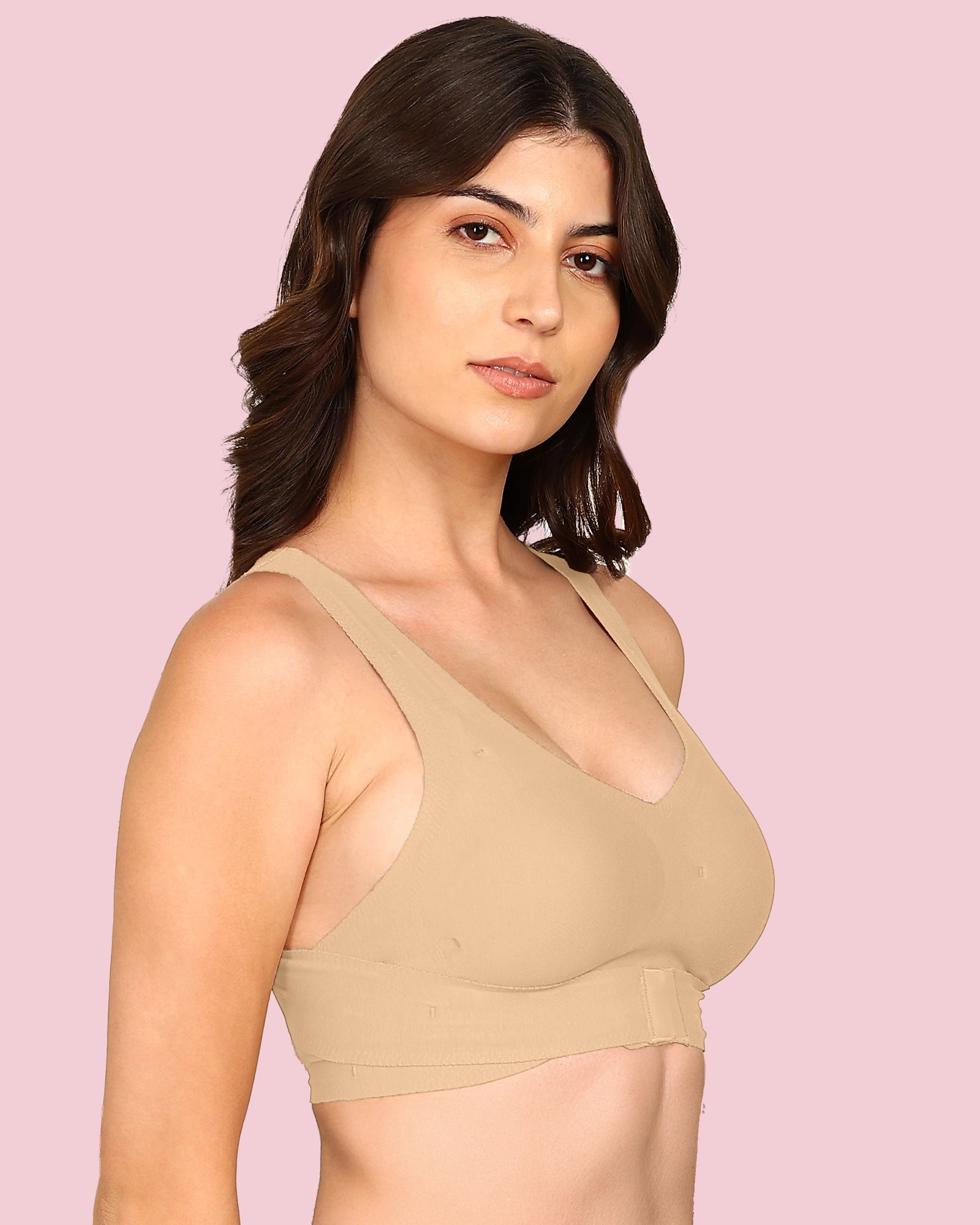 Invisi-Fit Cotton Bonded Seamless Padded Invisi-Gym Bra (KB-997-SKIN)