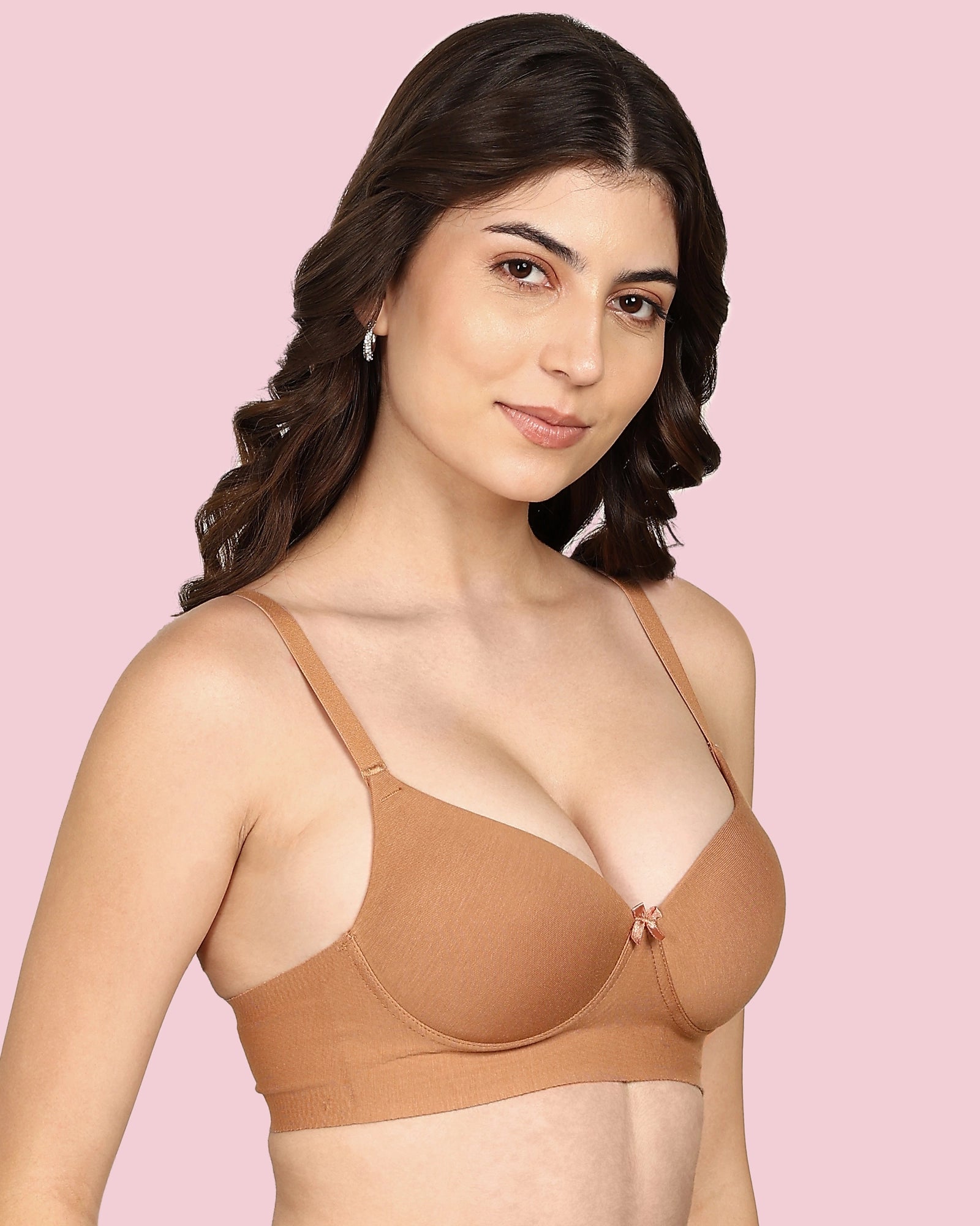Invisi-Fit Cotton Bonded Seamless Push-Up Bra (KB-93510-FAWN)