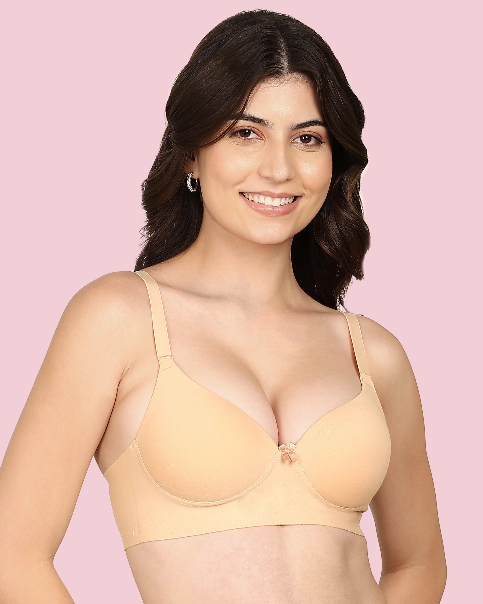 Invisi-Fit Cotton Bonded Seamless Push-Up Bra (KB-93510-SKIN)