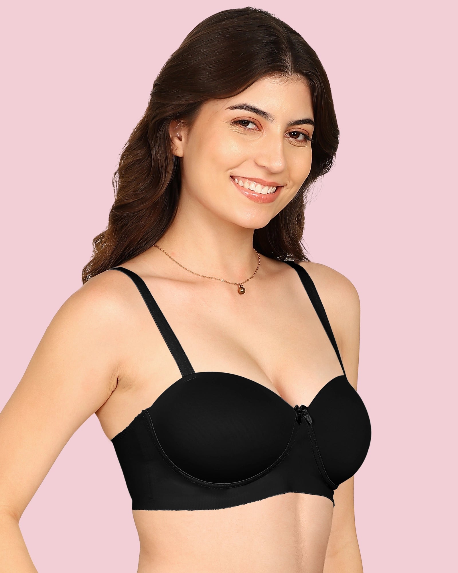 Invisi-Fit Bonded Demi-Cup Padded Cotton Spandex Bra (KB-91012-BLACK)
