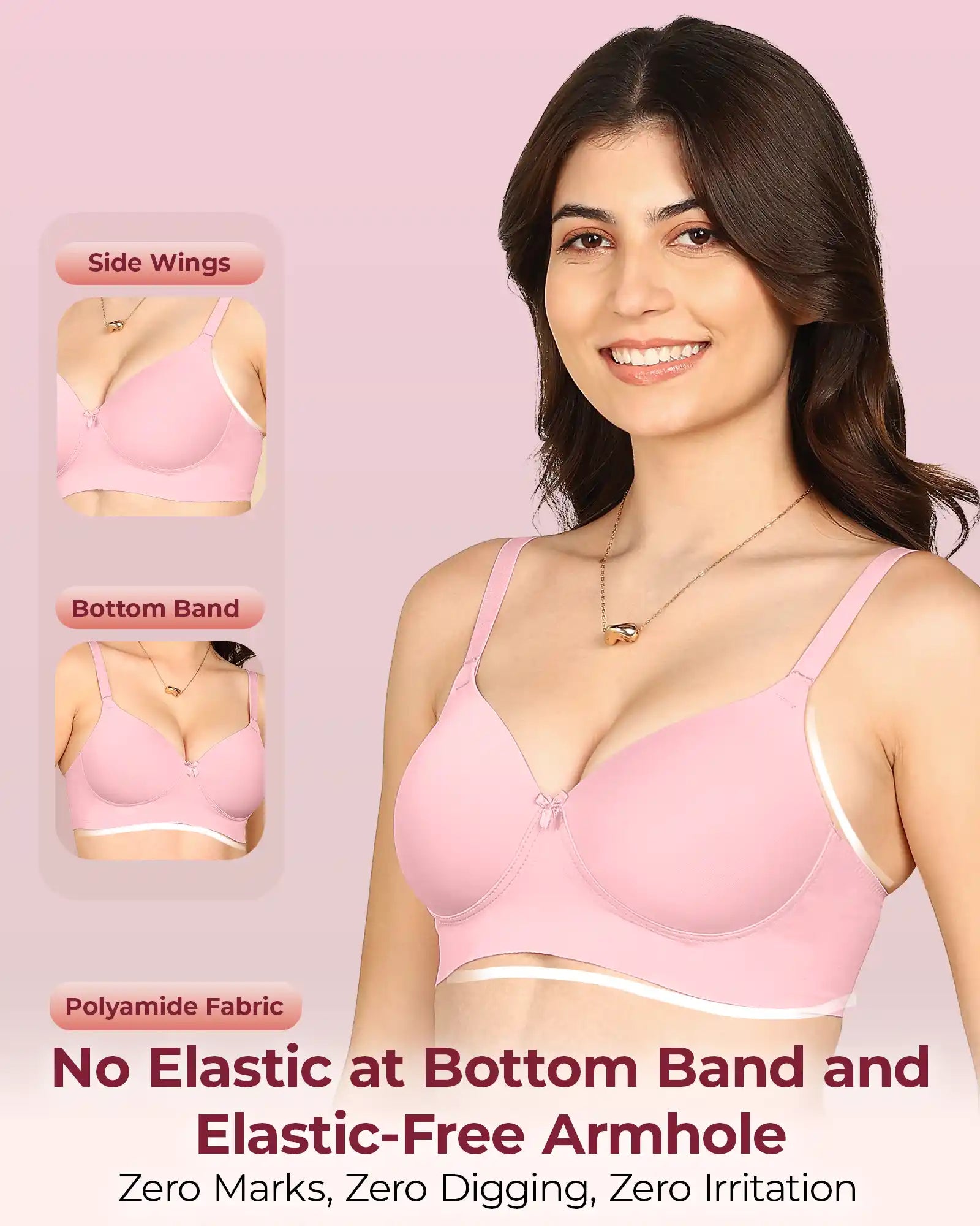 Invisi-Fit Bonded Polyamide Full Coverage Padded Bra (Level 1 Padding (KB-5991-PLUM)
