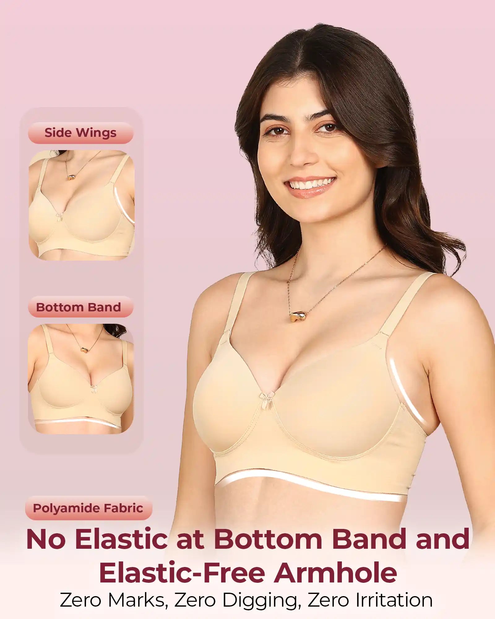 Invisi-Fit Bonded Polyamide Full Coverage Padded Bra (Level 1 Padding (KB-5991-SKIN)