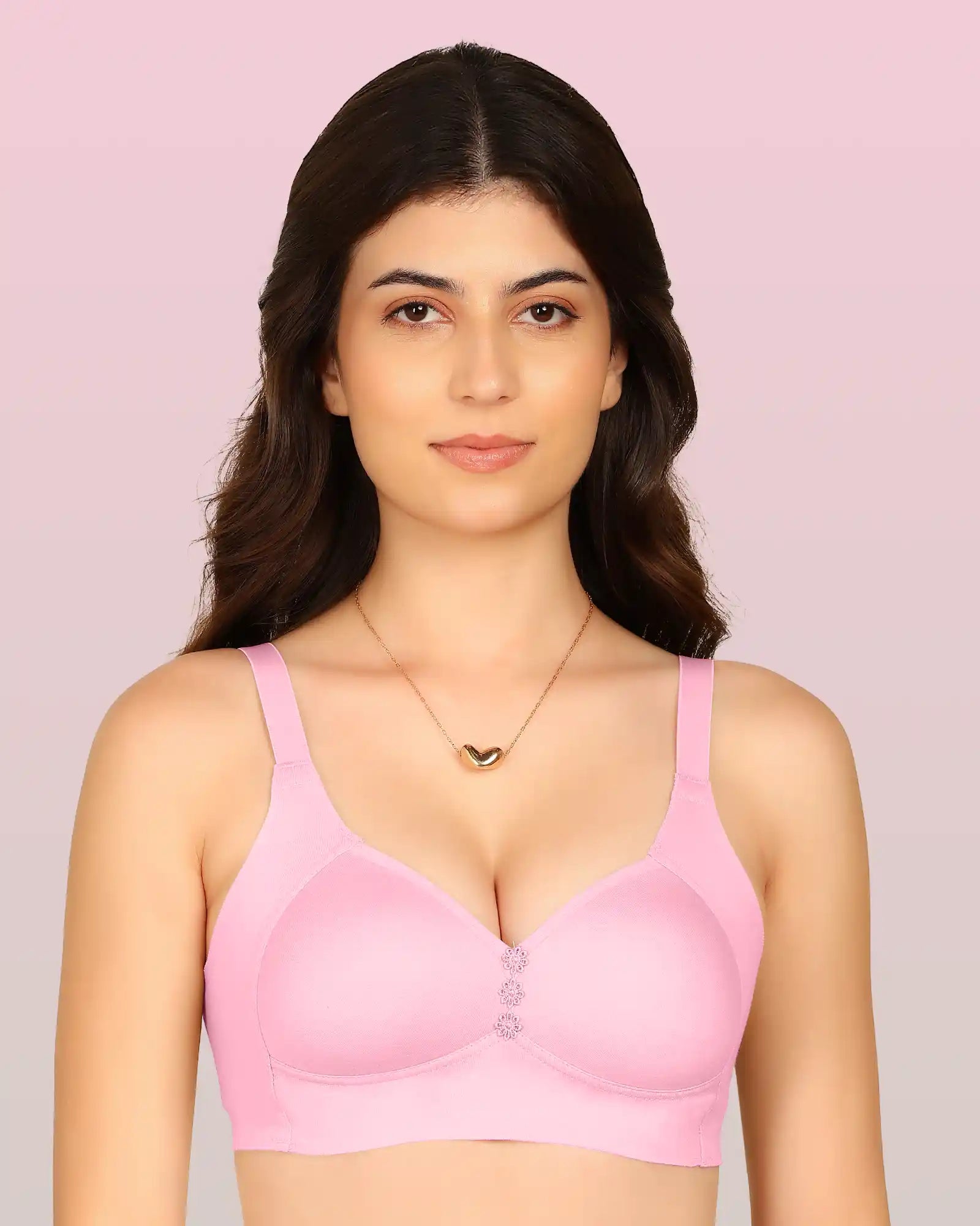 Invisi-Fit Bonded Breathable Cotton Plus Size M-Frame Minimiser Padded Bra (KB-408-PINK)