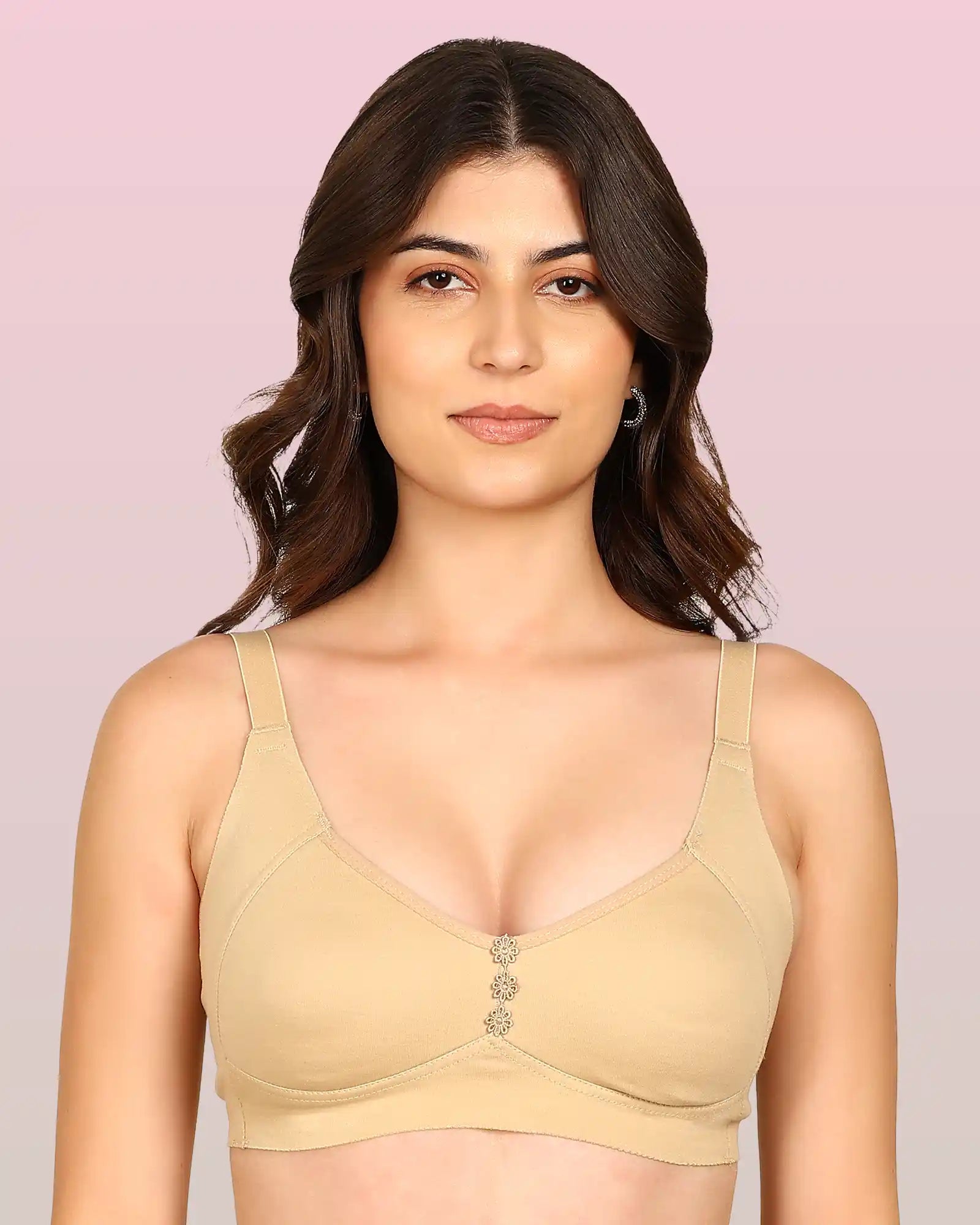 Invisi-Fit Bonded Breathable Cotton Plus Size M-Frame Minimiser Non-Padded Bra (KB-405-SKIN)