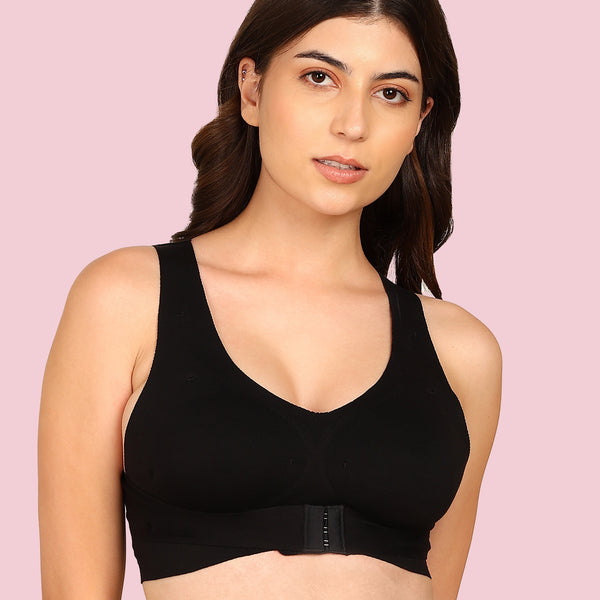 Invisi-Fit Cotton Bonded Seamless Padded Invisi-Gym Bra (KB-997-BLACK)