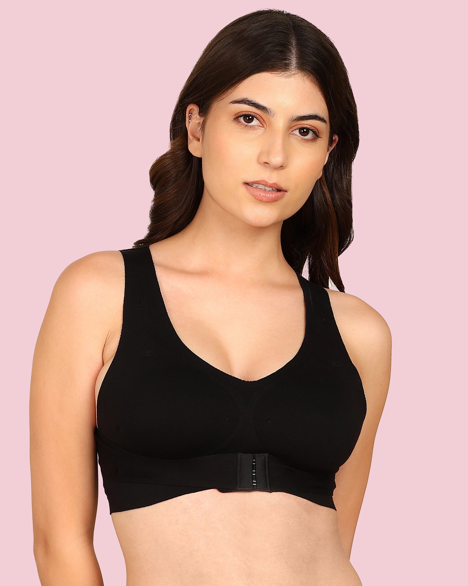 Invisi-Fit Cotton Bonded Seamless Padded Invisi-Gym Bra (KB-997-BLACK)