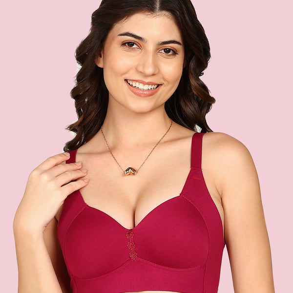 Invisi-Fit Lightly Padded Cotton Bonded Seamless Minimiser (KB-9203-WINE)