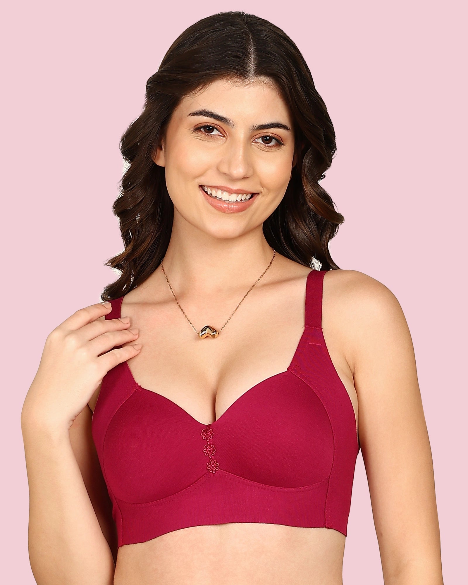 Invisi-Fit Lightly Padded Cotton Bonded Seamless Minimiser (KB-9203-WINE)