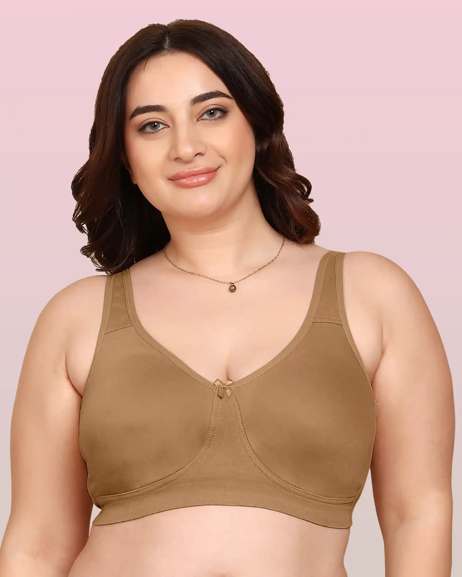 Invisi-Fit Bonded Breathable Cotton Plus Size Full Coverage Non-Padded Bra (KB-401-FAWN)