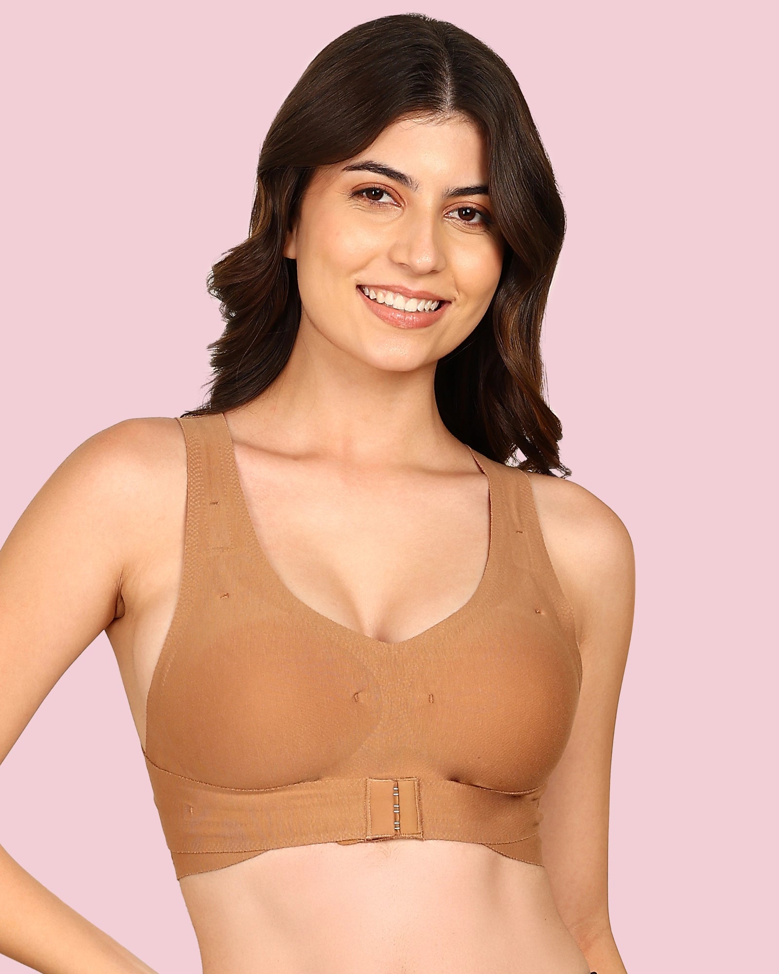 Invisi-Fit Cotton Bonded Seamless Padded Invisi-Gym Bra (KB-997-FAWN)