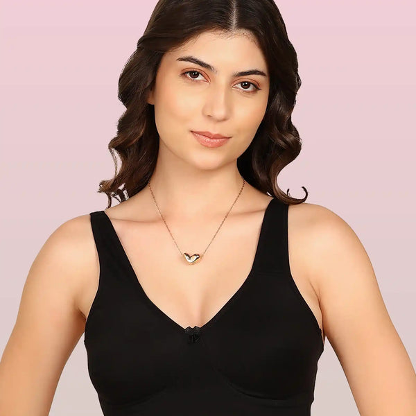 Invisi-Fit Bonded Breathable Cotton Plus Size Full Coverage Non-Padded Bra (KB-401-BLACK)