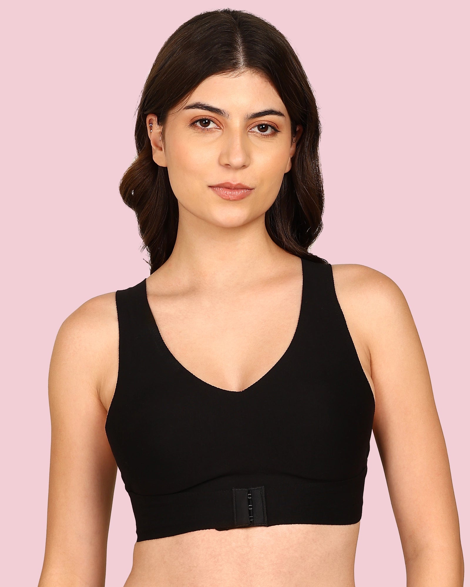 Invisi-Fit Cotton Bonded Seamless Non-Padded Invisi-Gym Bra (KB-995-BLACK)