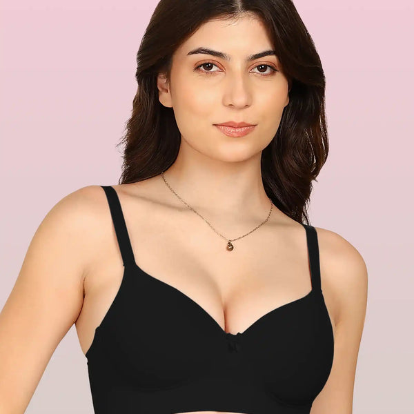 Invisi-Fit Bonded Polyamide Full Coverage Padded Bra (Level 1 Padding (KB-5991-BLACK)