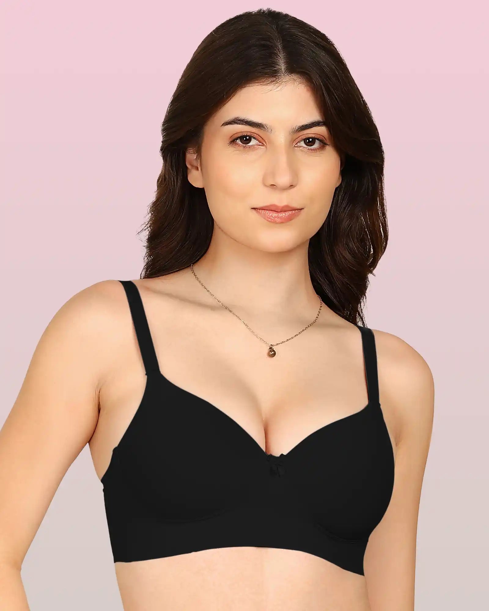 Invisi-Fit Bonded Polyamide Full Coverage Padded Bra (Level 1 Padding (KB-5991-BLACK)