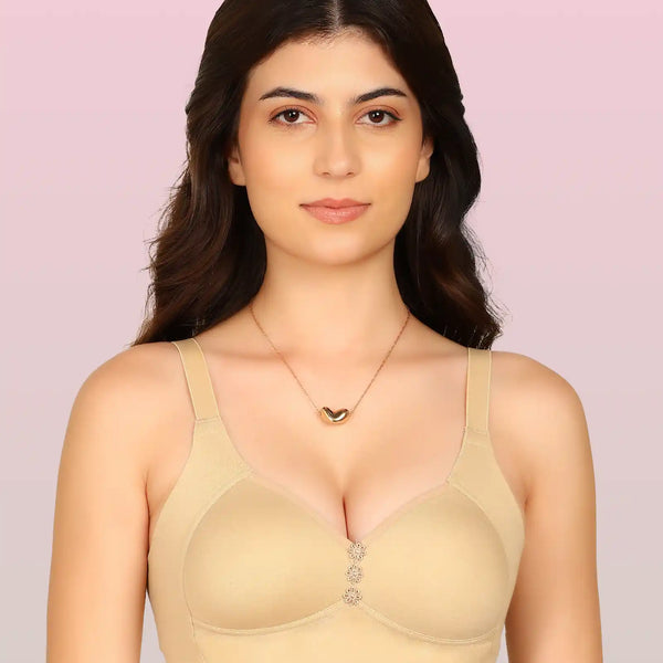 Invisi-Fit Bonded Breathable Cotton Plus Size M-Frame Minimiser Padded Bra (KB-408-SKIN)