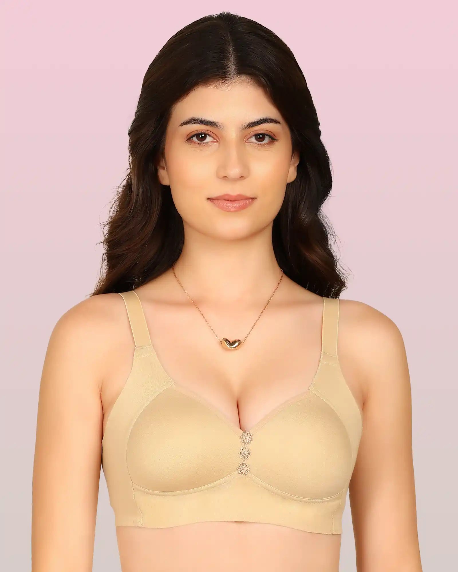 Invisi-Fit Bonded Breathable Cotton Plus Size M-Frame Minimiser Padded Bra (KB-408-SKIN)