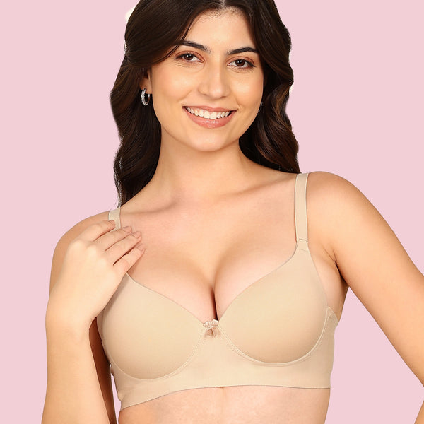 Invisi-Fit Cotton Bonded Seamless Push-Up Bra (KB-93510-SKIN)