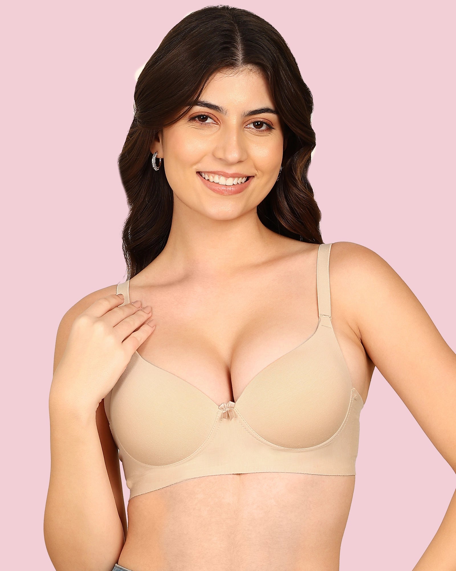 Invisi-Fit Cotton Bonded Seamless Push-Up Bra (KB-93510-SKIN)