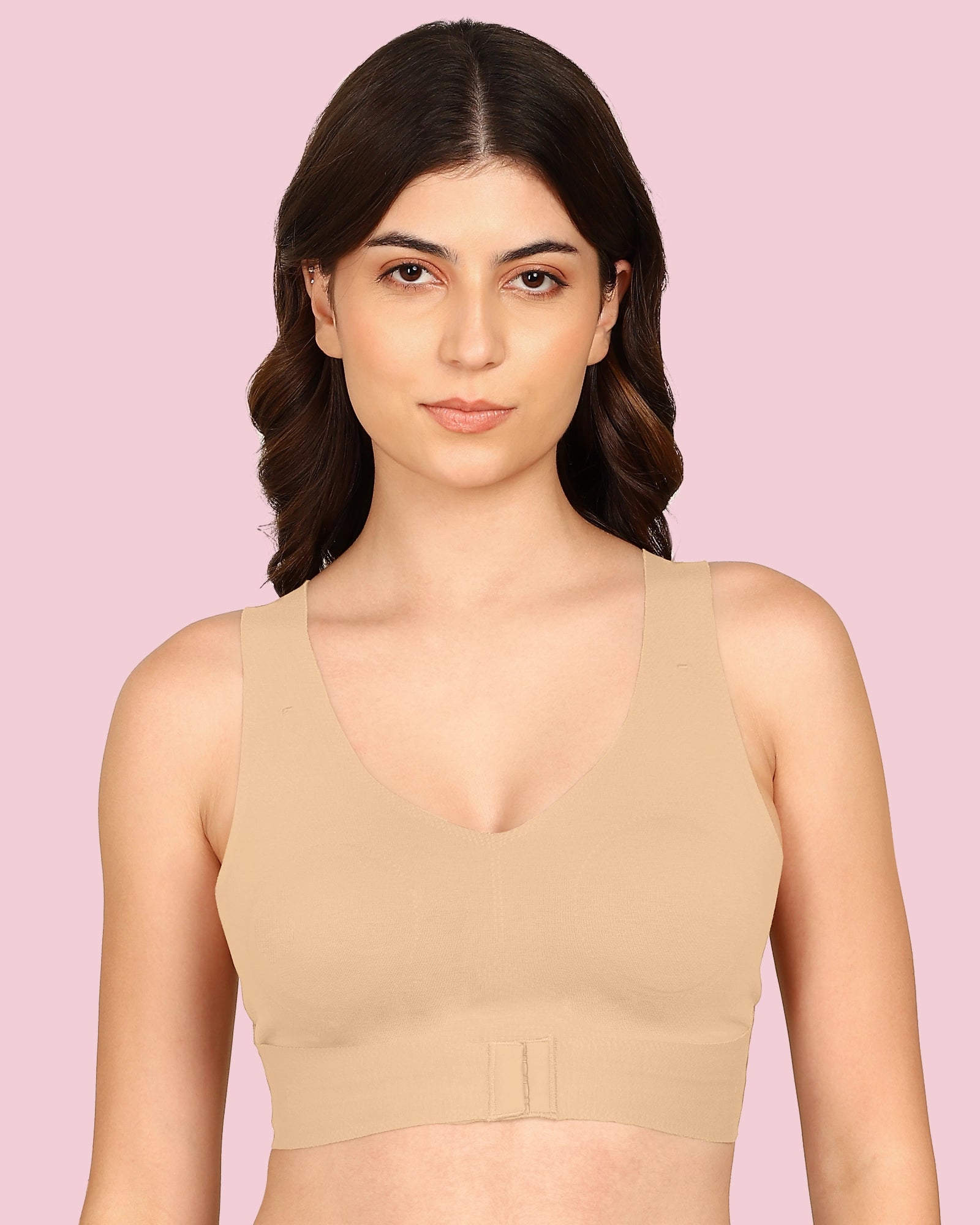 Invisi-Fit Cotton Bonded Seamless Non-Padded Invisi-Gym Bra (KB-995-SKIN)