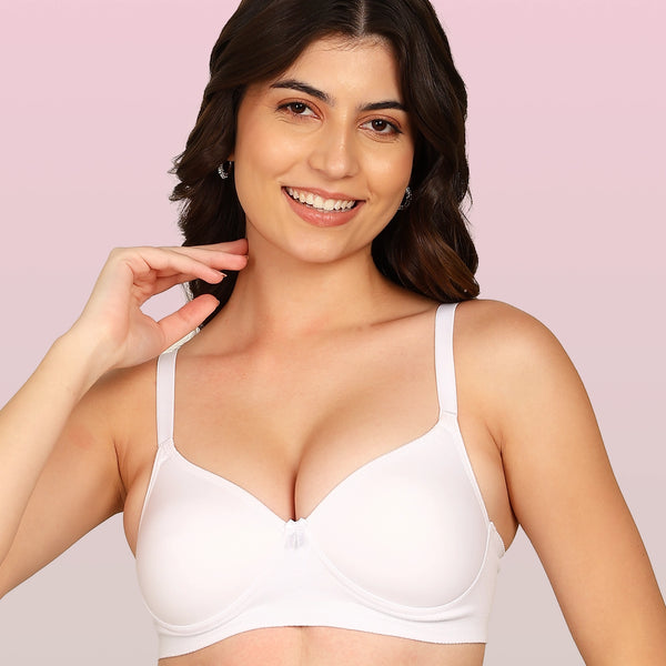 Invisi-Fit Bonded Breathable Cotton Full Coverage Padded Bra (KB-1013-WHITE)