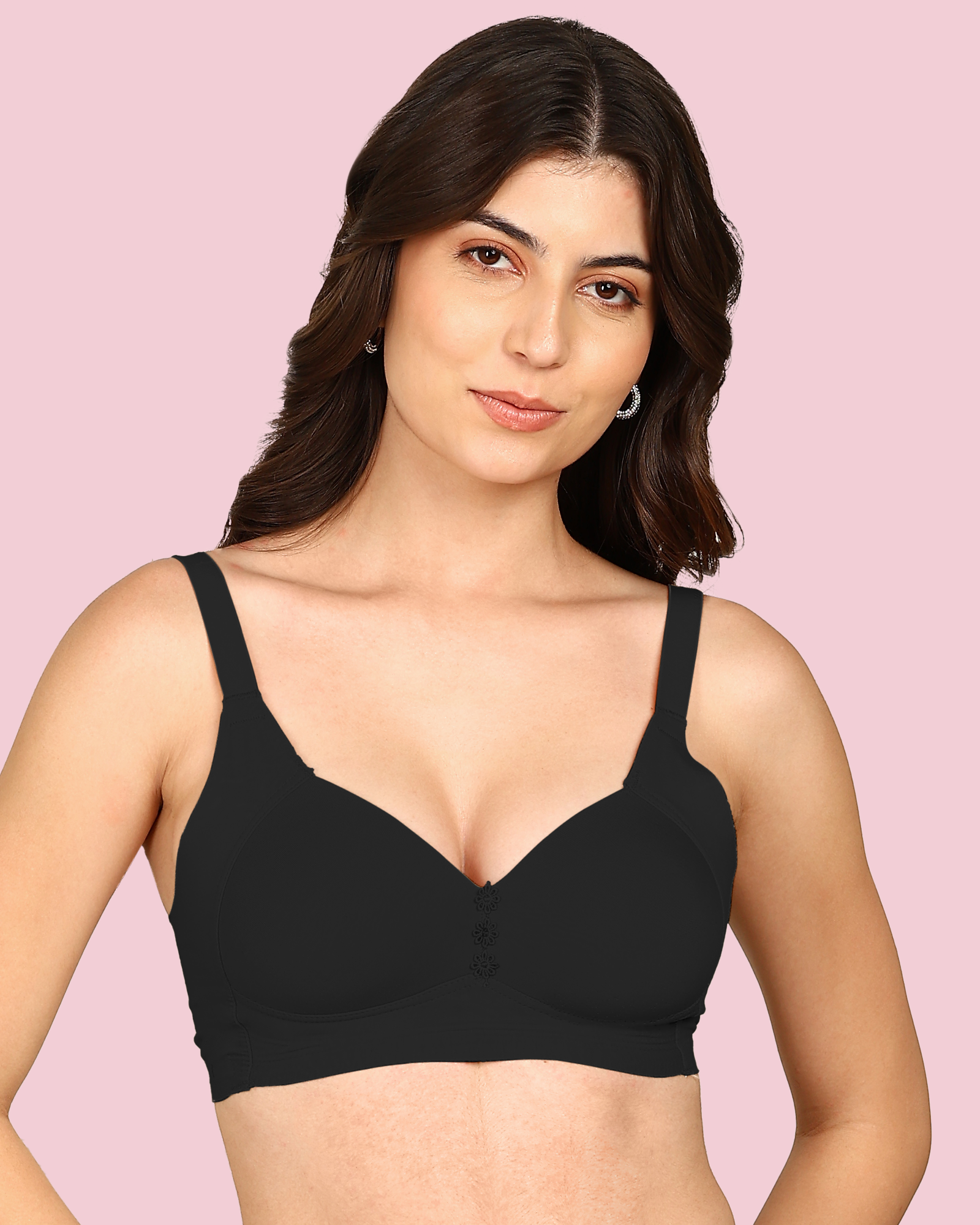 Invisi-Fit Lightly Padded Cotton Bonded Seamless Minimiser (KB-9203-BLACK)