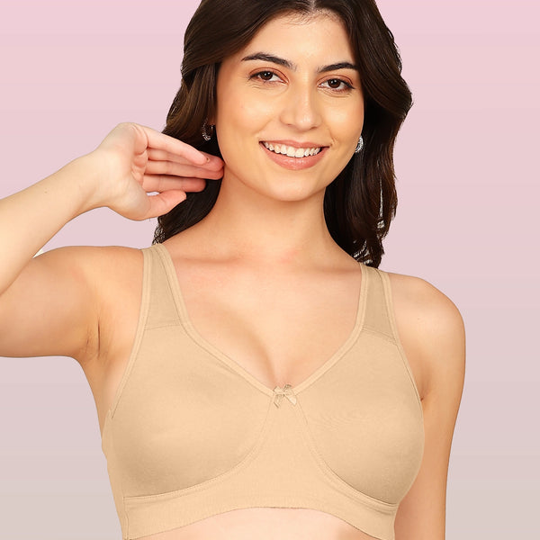 Invisi-Fit Bonded Breathable Cotton Plus Size Full Coverage Non-Padded Bra (KB-401-SKIN)