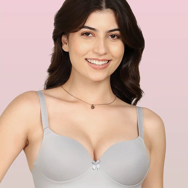 Invisi-Fit Bonded Polyamide Push-Up 3/4 Coverage Maximiser Bra (Level 2 Padding (KB-5107-GREY)