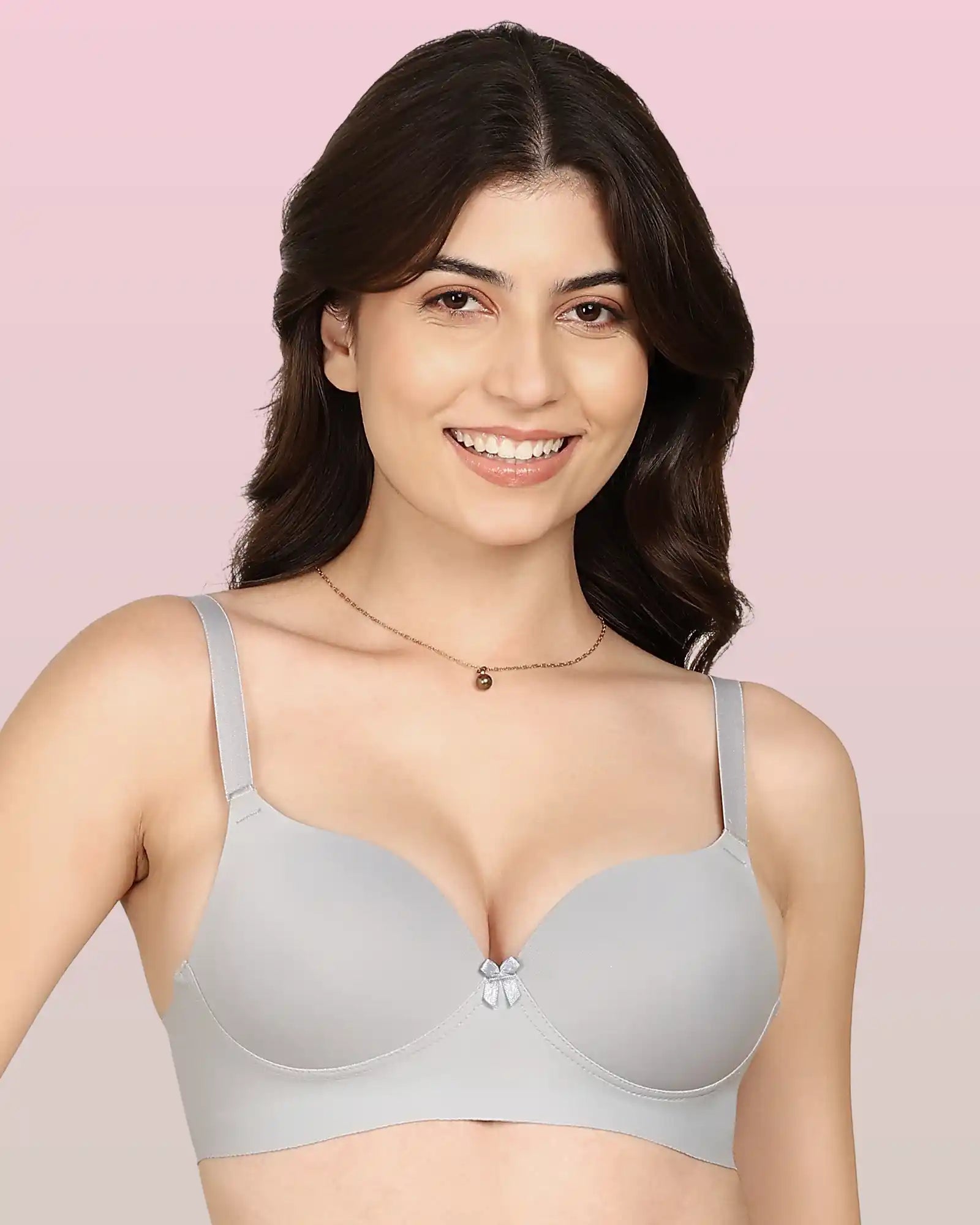 Invisi-Fit Bonded Polyamide Push-Up 3/4 Coverage Maximiser Bra (Level 2 Padding (KB-5107-GREY)