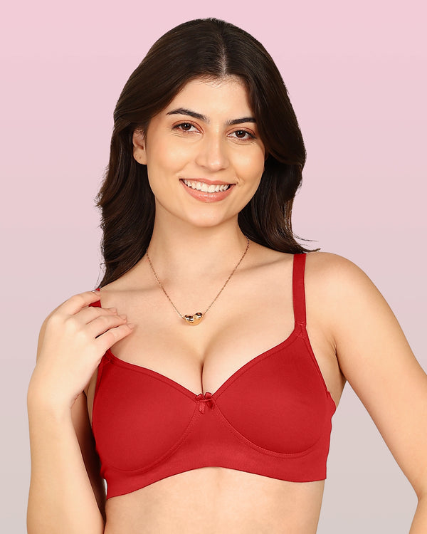 Invisi-Fit Bonded Breathable Cotton Full Coverage Padded Bra (KB-1013-RED)