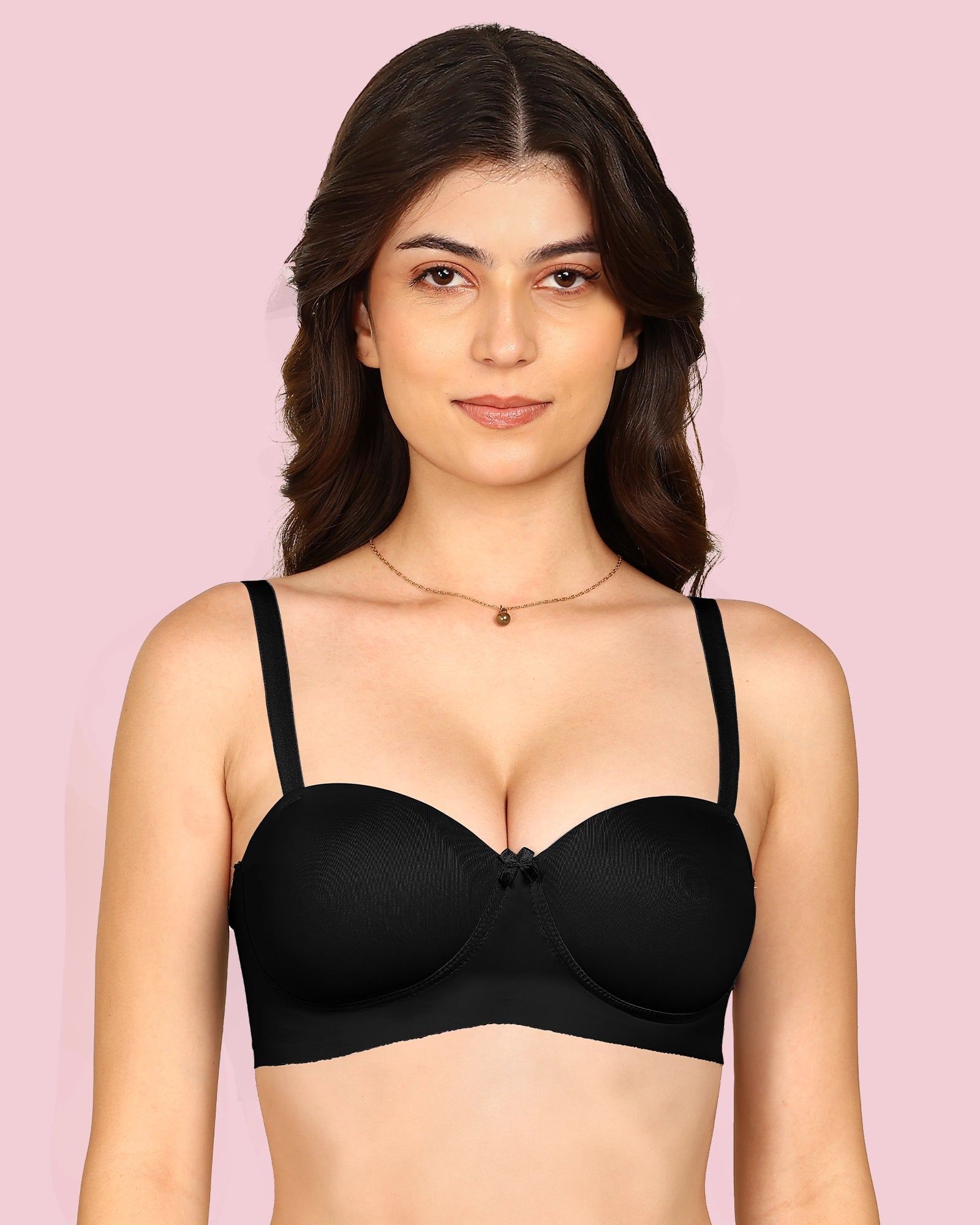 Invisi-Fit Bonded Demi-Cup Padded Cotton Spandex Bra (KB-91012-BLACK)