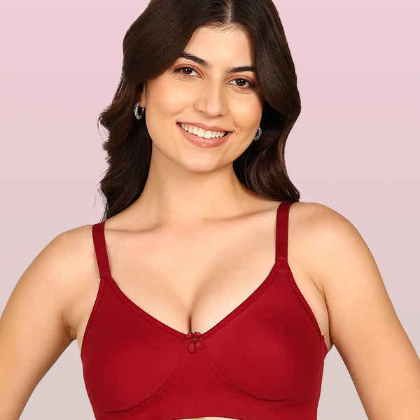 Invisi-Fit Bonded Breathable Cotton Full Coverage Non-Padded Bra (KB-352-WINE)