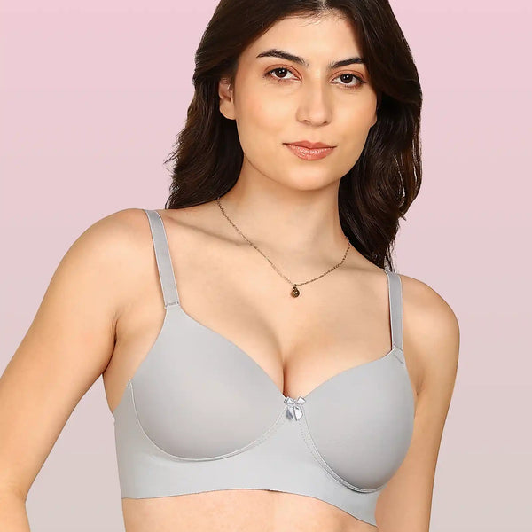 Invisi-Fit Bonded Polyamide Full Coverage Padded Bra (Level 1 Padding (KB-5991-GREY)