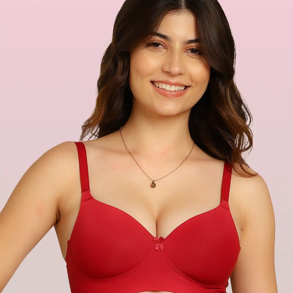 Invisi-Fit Bonded Polyamide Full Coverage Padded Bra (Level 1 Padding (KB-5991-MAROON)