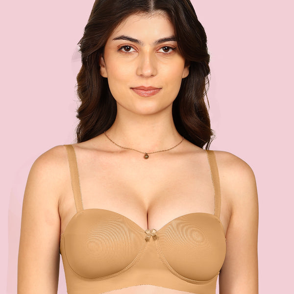 Invisi-Fit Bonded Demi-Cup Padded Cotton Spandex Bra (KB-91012-FAWN)