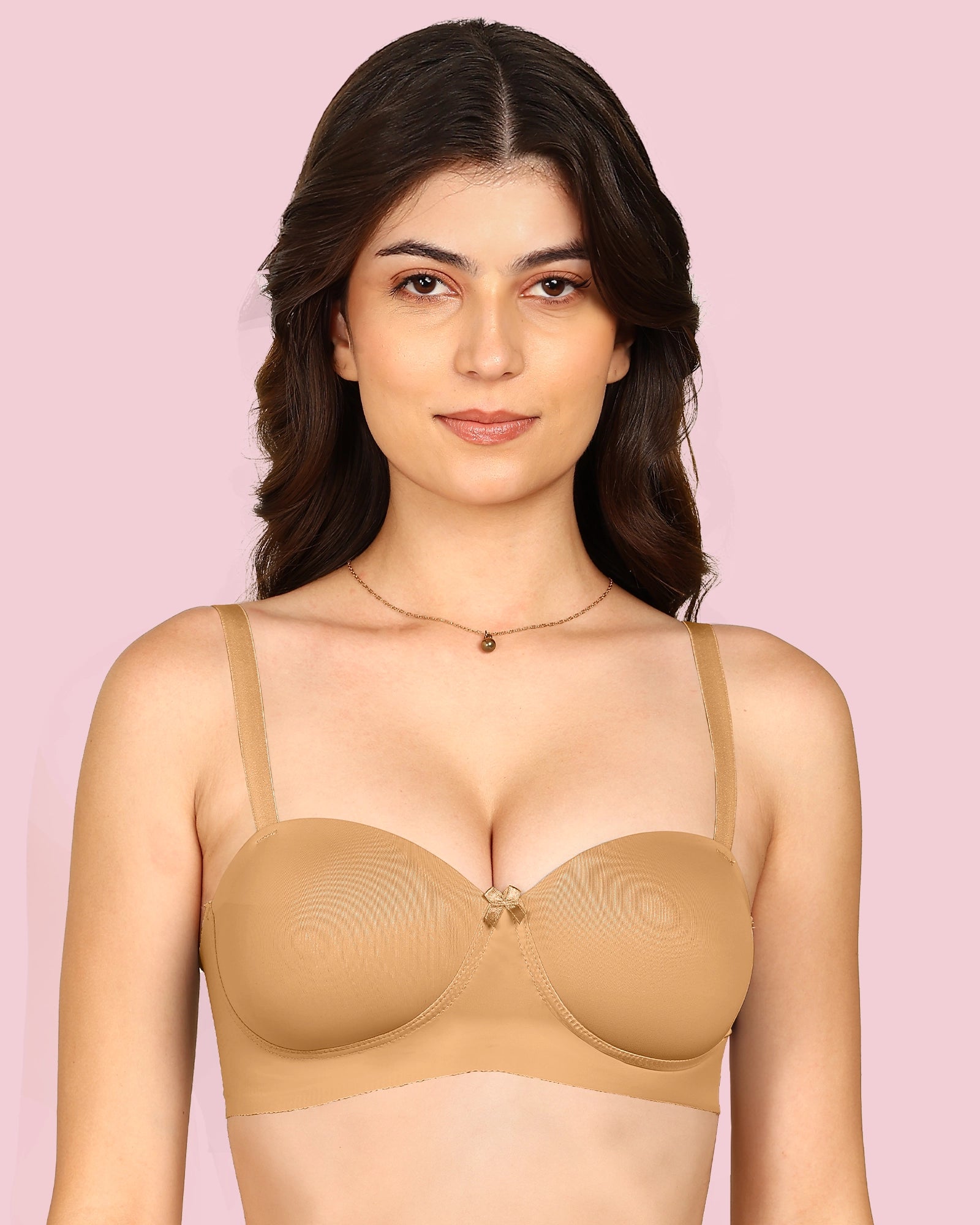 Invisi-Fit Bonded Demi-Cup Padded Cotton Spandex Bra (KB-91012-FAWN)