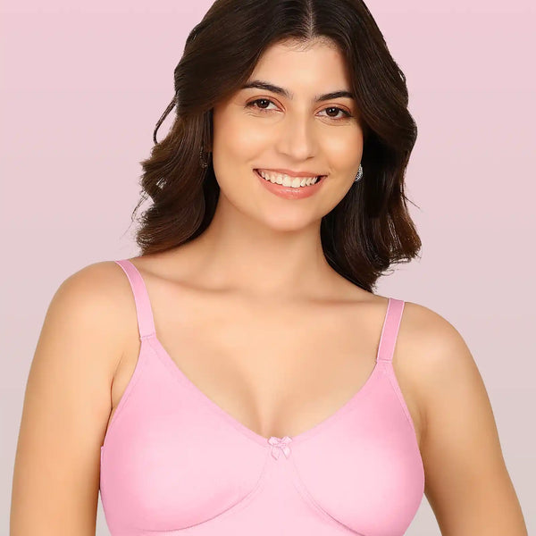 Invisi-Fit Bonded Breathable Cotton Full Coverage Non-Padded Bra (KB-352-PINK)