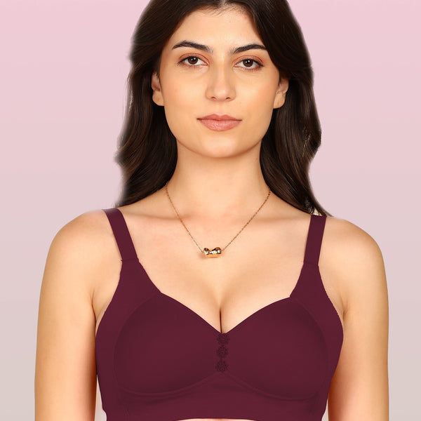Invisi-Fit Bonded Breathable Cotton Plus Size M-Frame Minimiser Padded Bra (KB-408-MAGENTA)