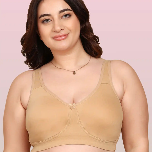 Invisi-Fit Bonded Breathable Cotton Plus Size Full Coverage Non-Padded Bra (KB-401-SKIN)