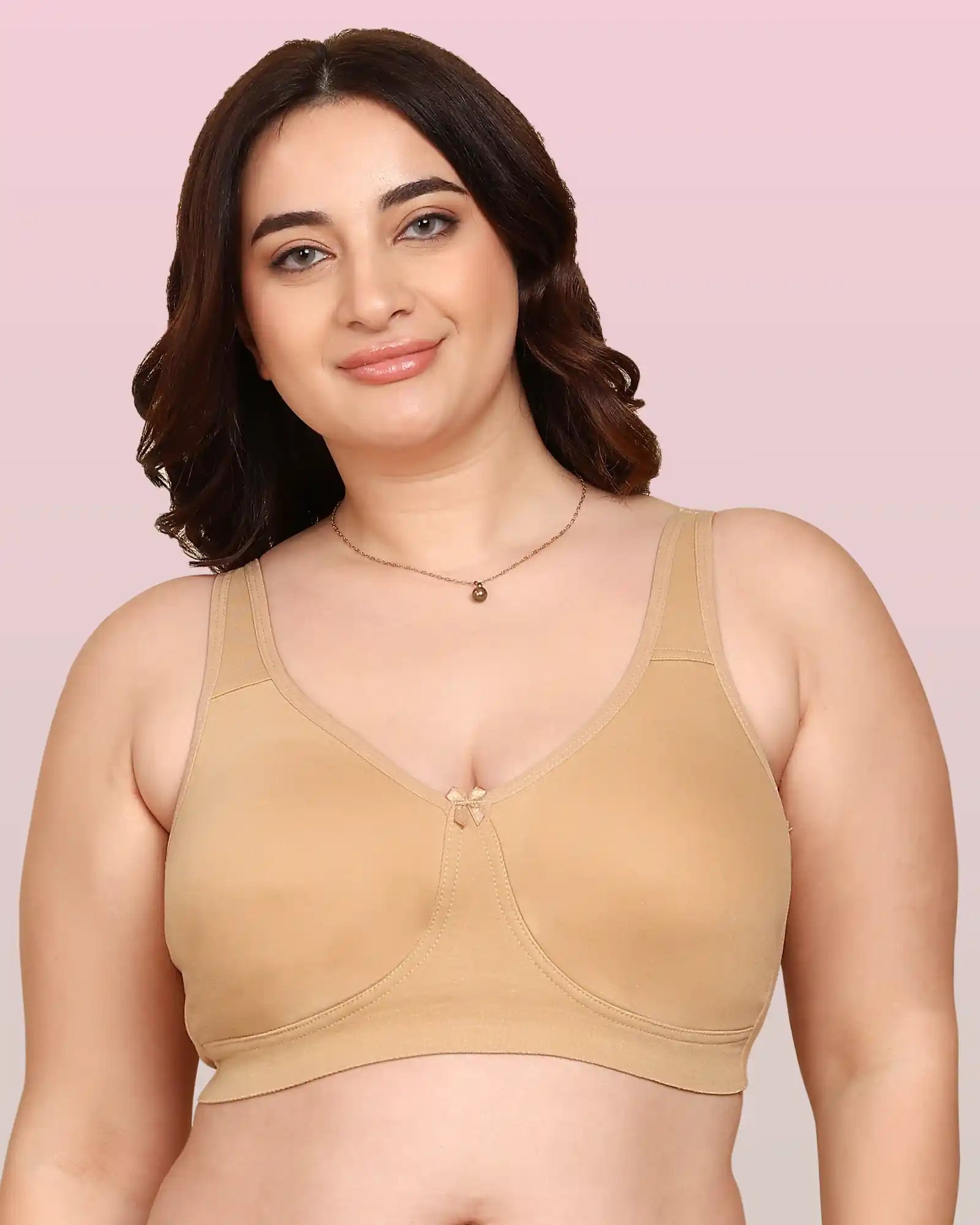 Invisi-Fit Bonded Breathable Cotton Plus Size Full Coverage Non-Padded Bra (KB-401-SKIN)