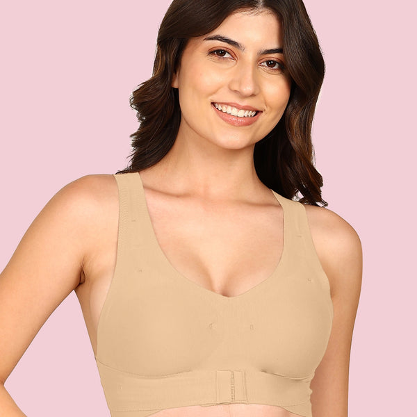 Invisi-Fit Cotton Bonded Seamless Padded Invisi-Gym Bra (KB-997-SKIN)