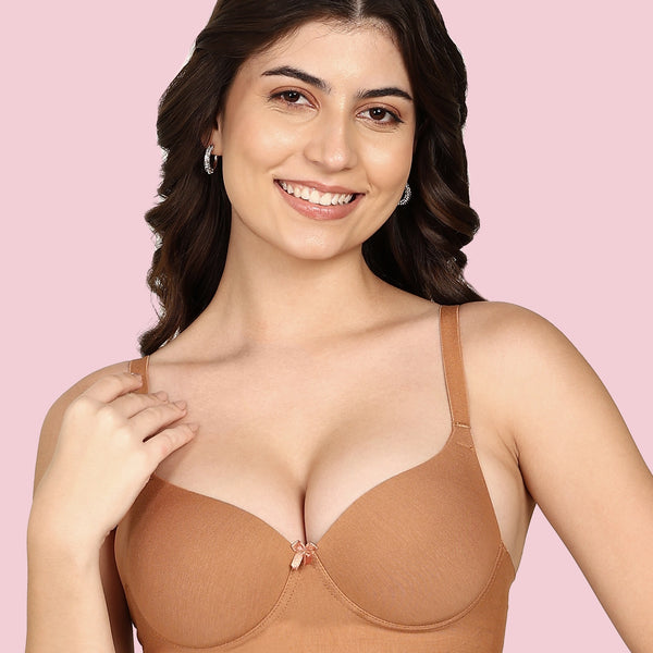 Invisi-Fit Cotton Bonded Seamless Push-Up Bra (KB-93510-FAWN)