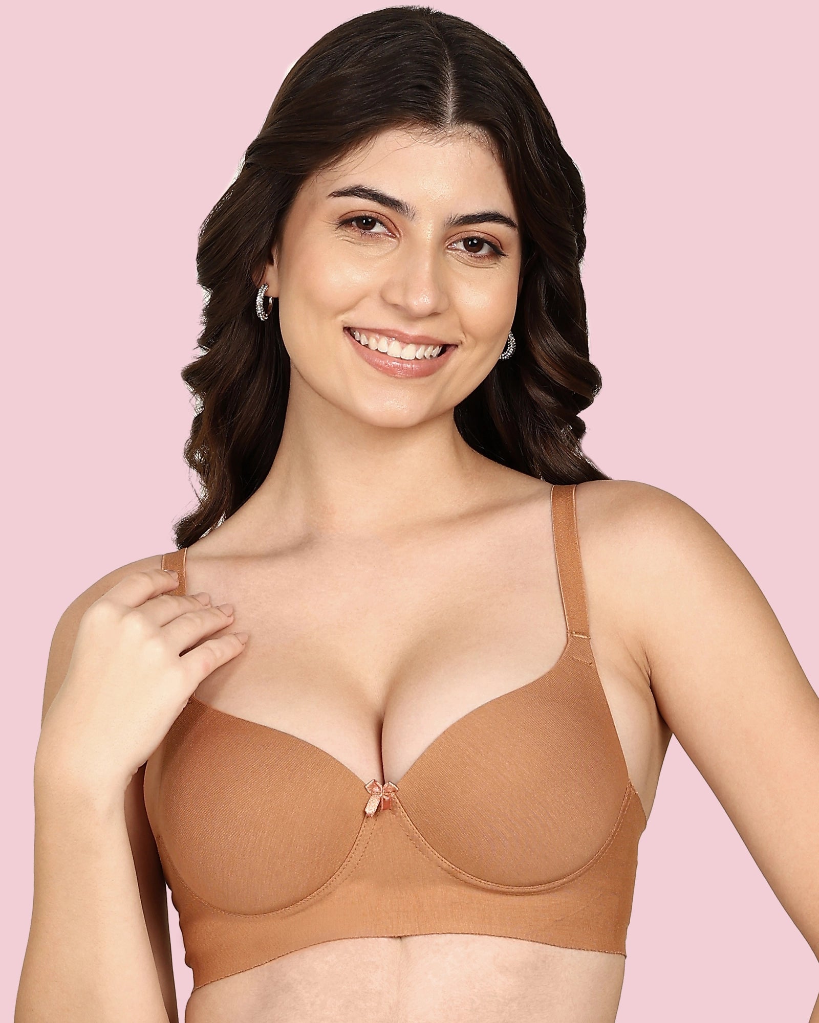 Invisi-Fit Cotton Bonded Seamless Push-Up Bra (KB-93510-FAWN)