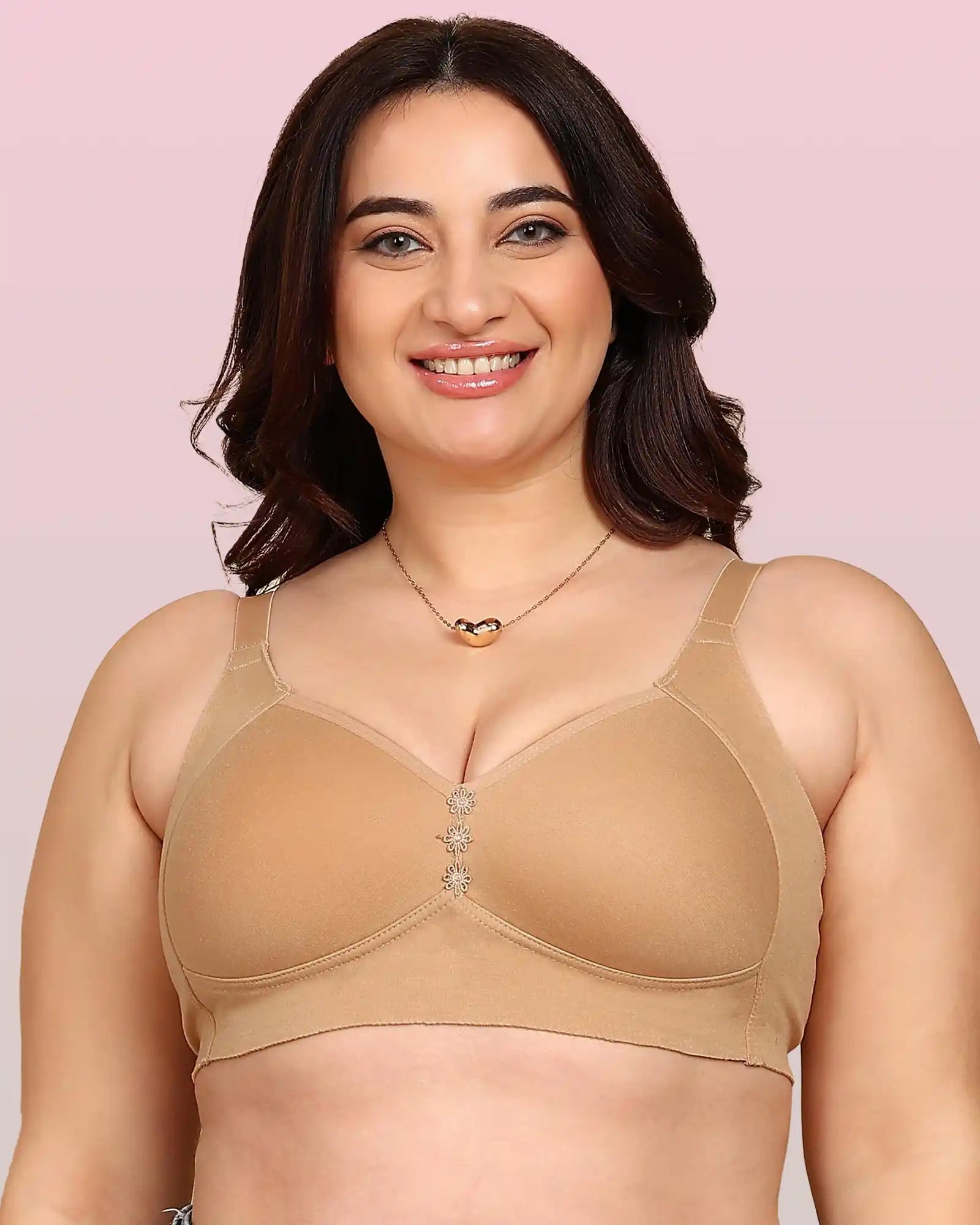 Invisi-Fit Bonded Breathable Cotton Plus Size M-Frame Minimiser Padded Bra (KB-408-SKIN)