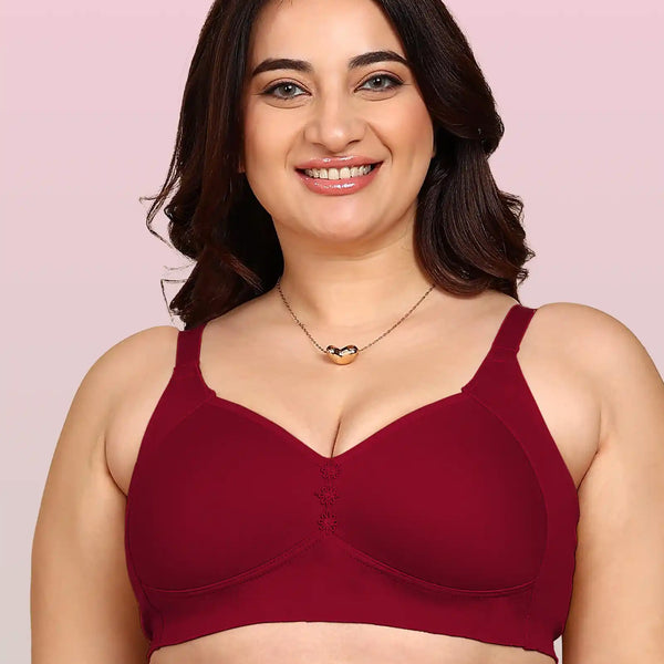 Invisi-Fit Bonded Breathable Cotton Plus Size M-Frame Minimiser Padded Bra (KB-408-MAGENTA)