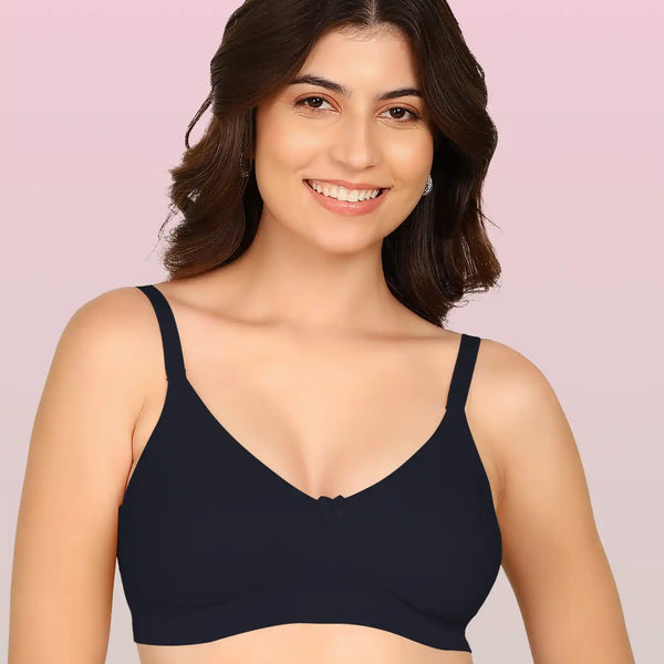 Invisi-Fit Bonded Breathable Cotton Full Coverage Non-Padded Bra (KB-352-NAVY BLUE)